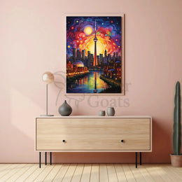 Vivid Cityscape Dreamlike Urban Life Artistic Poster PosterGoat