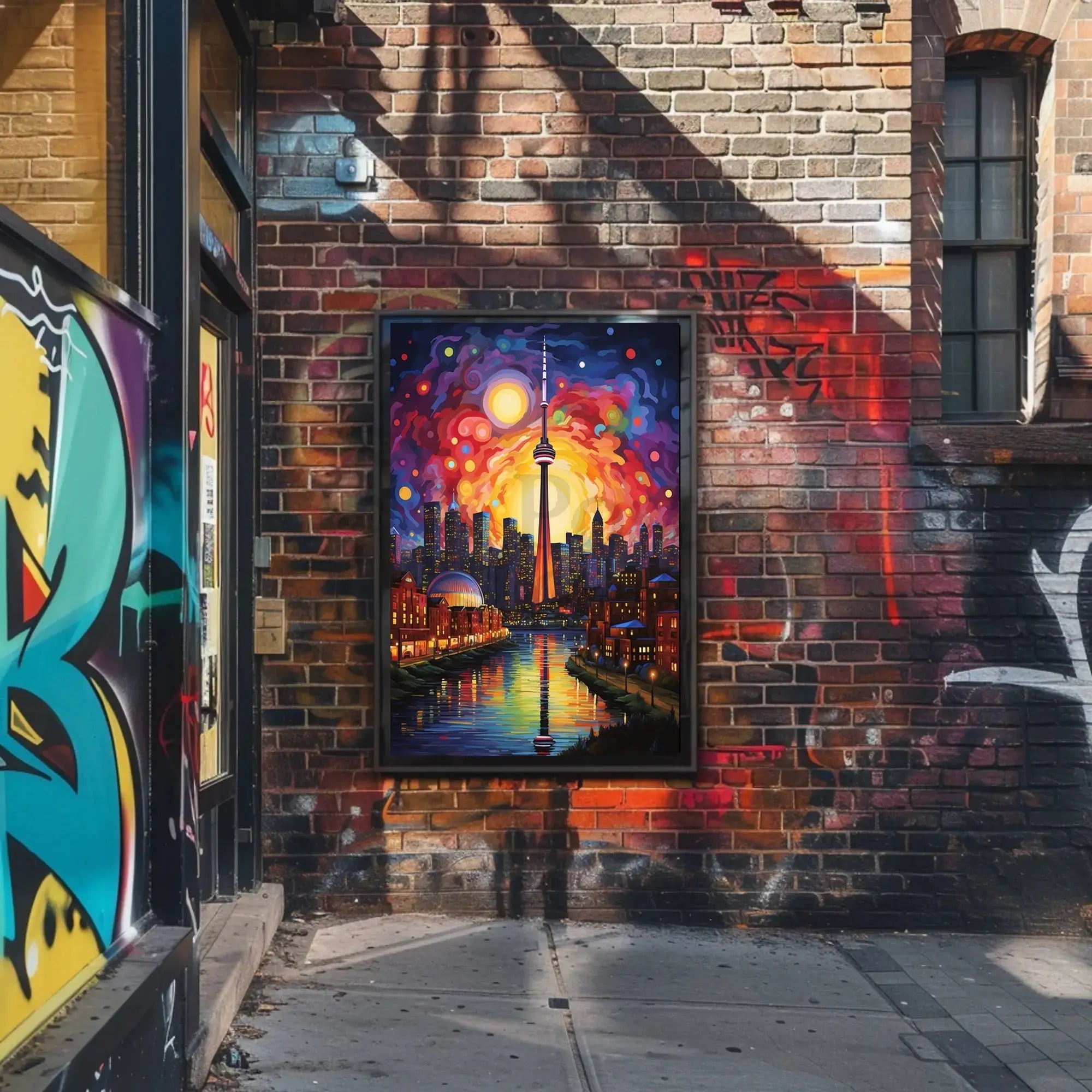 Vivid Cityscape Dreamlike Urban Life Artistic Poster PosterGoat