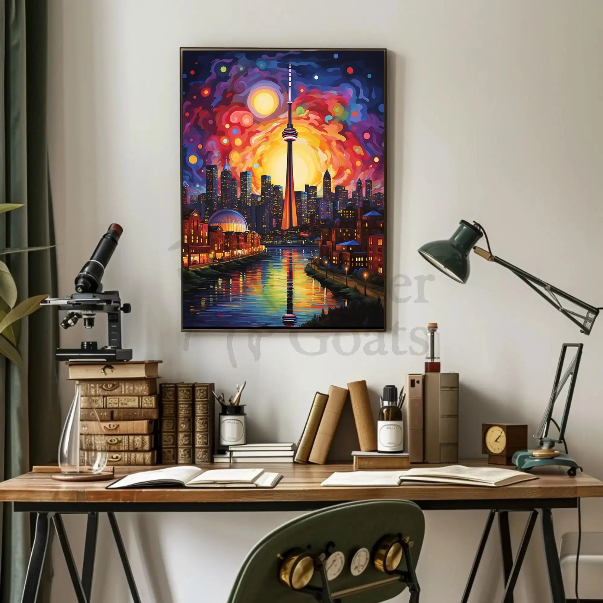 Vivid Cityscape Dreamlike Urban Life Artistic Poster PosterGoat