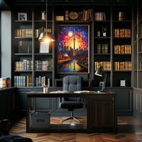 Vivid Cityscape Dreamlike Urban Life Artistic Poster PosterGoat