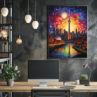 Vivid Cityscape Dreamlike Urban Life Artistic Poster PosterGoat