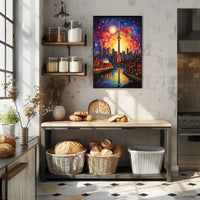 Vivid Cityscape Dreamlike Urban Life Artistic Poster PosterGoat