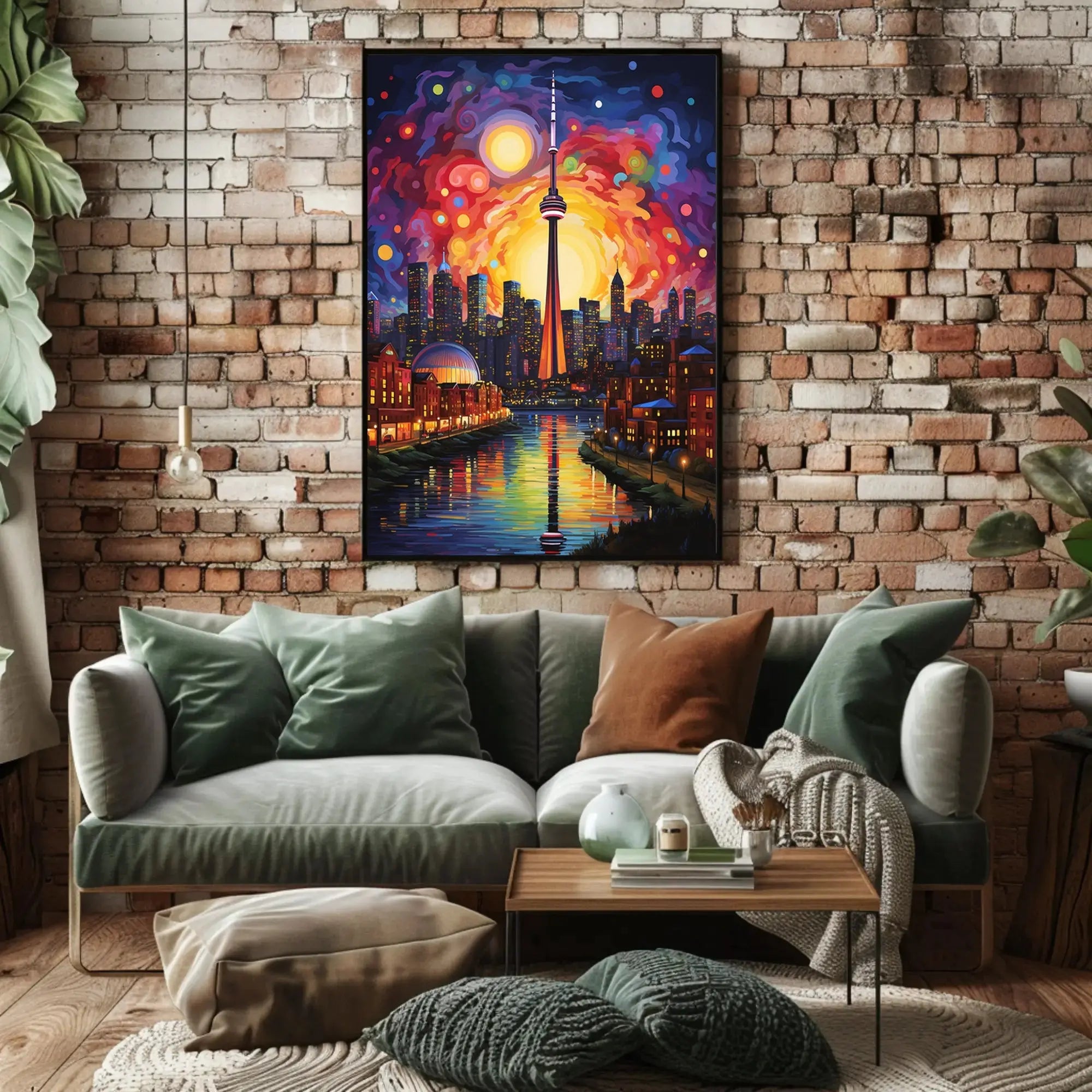 Vivid Cityscape Dreamlike Urban Life Artistic Poster PosterGoat