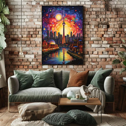 Vivid Cityscape Dreamlike Urban Life Artistic Poster PosterGoat