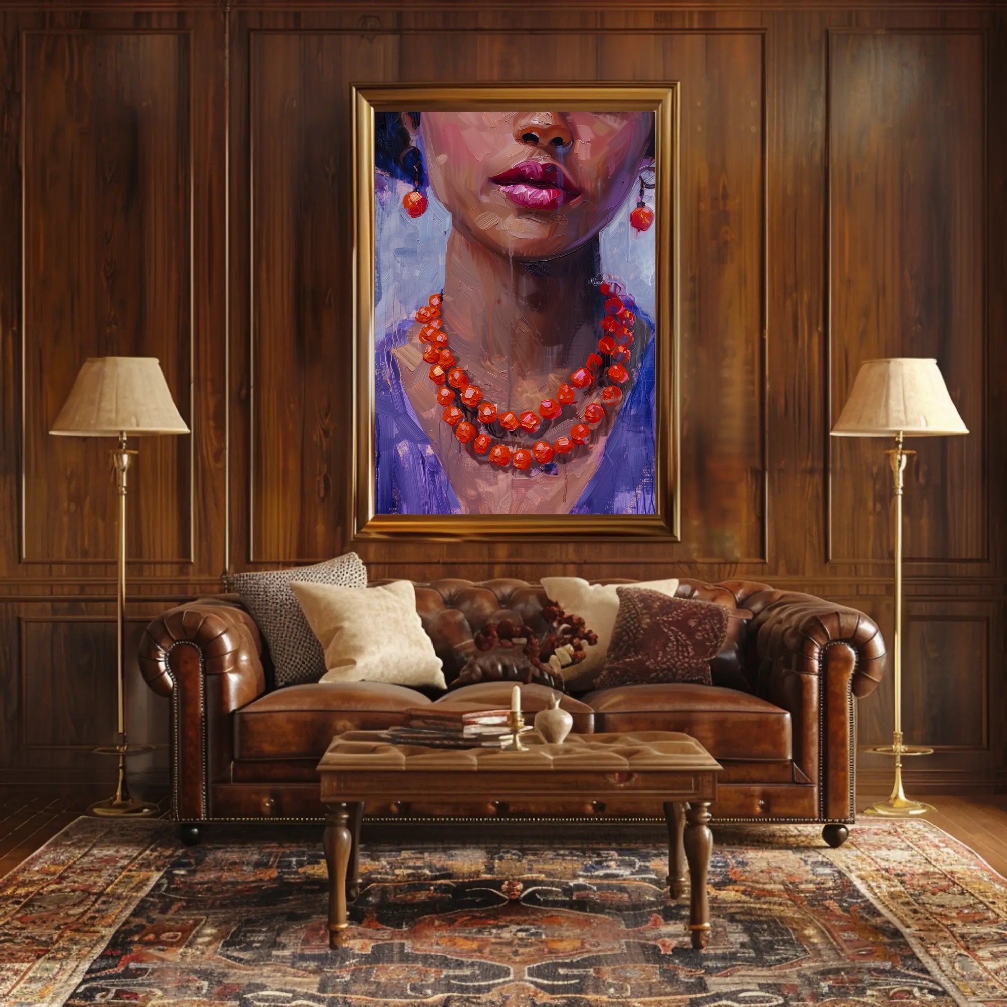 Vivid Impressionistic Portrait of Woman's Face in Artistic Poster PosterGoat