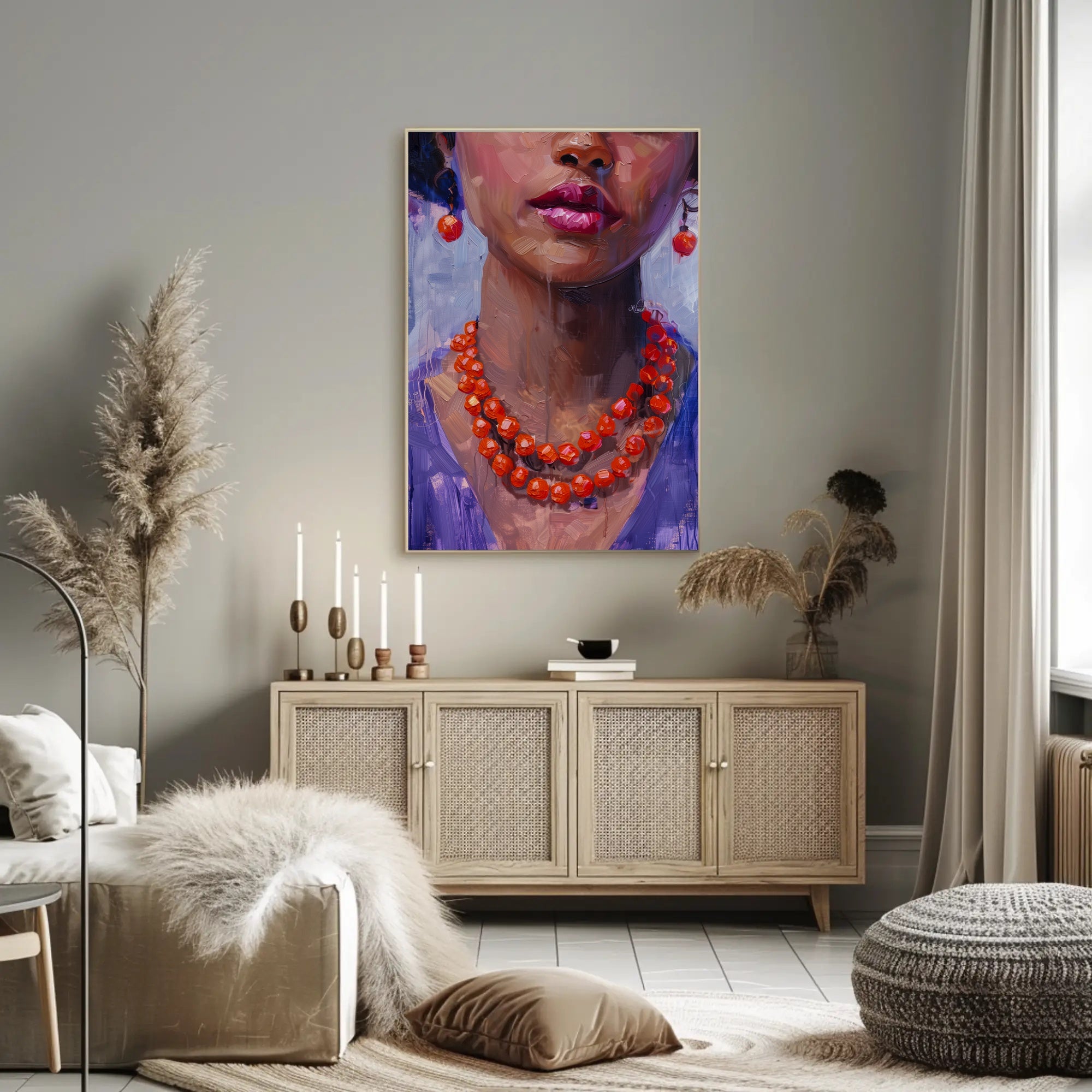 Vivid Impressionistic Portrait of Woman's Face in Artistic Poster PosterGoat