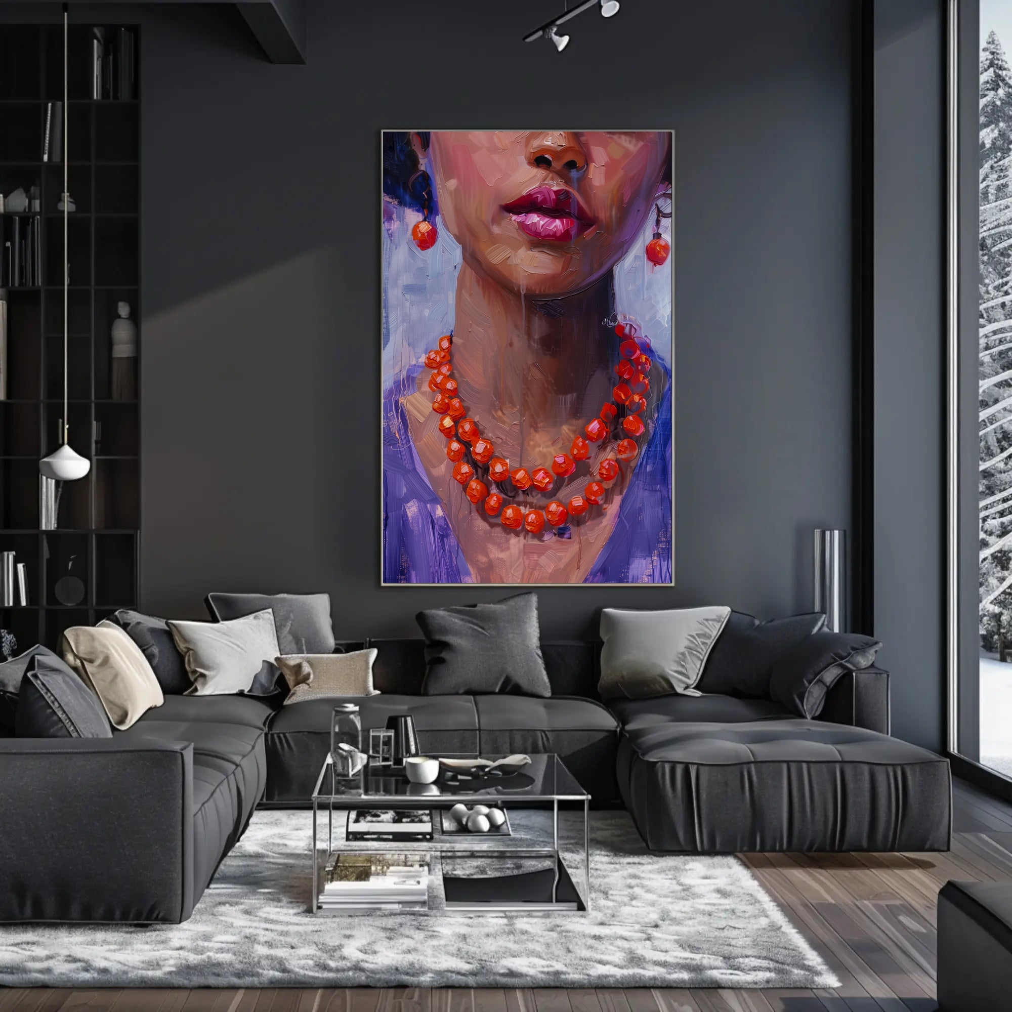 Vivid Impressionistic Portrait of Woman's Face in Artistic Poster PosterGoat