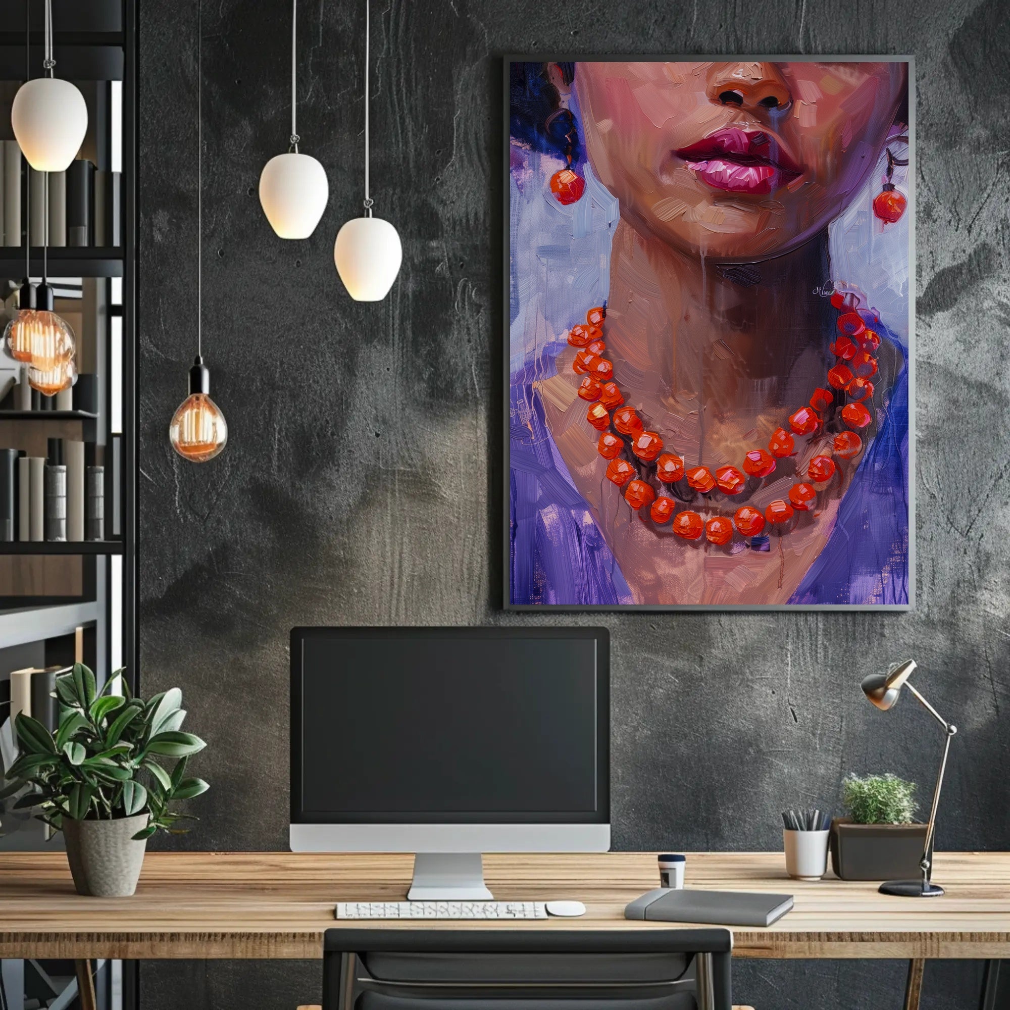 Vivid Impressionistic Portrait of Woman's Face in Artistic Poster PosterGoat