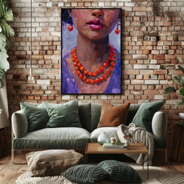 Vivid Impressionistic Portrait of Woman's Face in Artistic Poster PosterGoat