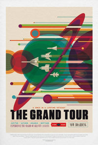 Voyager Grand Tour Retro Futuristic Sci-Fi Poster PosterGoat