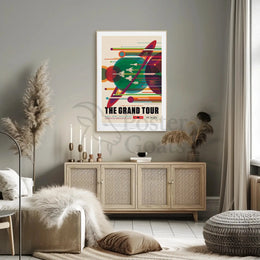 Voyager Grand Tour Retro Futuristic Sci-Fi Poster PosterGoat