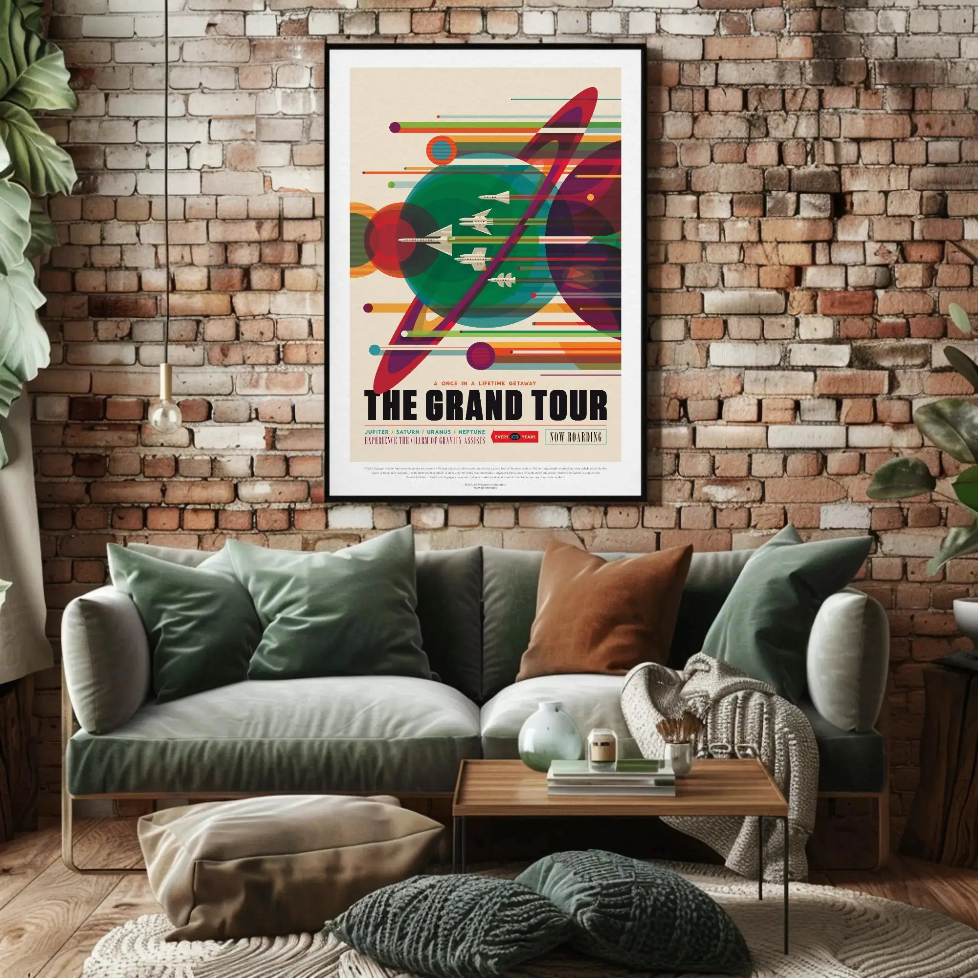 Voyager Grand Tour Retro Futuristic Sci-Fi Poster PosterGoat