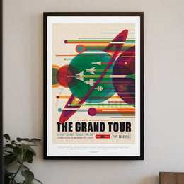 Voyager Grand Tour Retro Futuristic Sci-Fi Poster PosterGoat