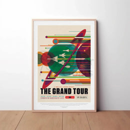 Voyager Grand Tour Retro Futuristic Sci-Fi Poster PosterGoat