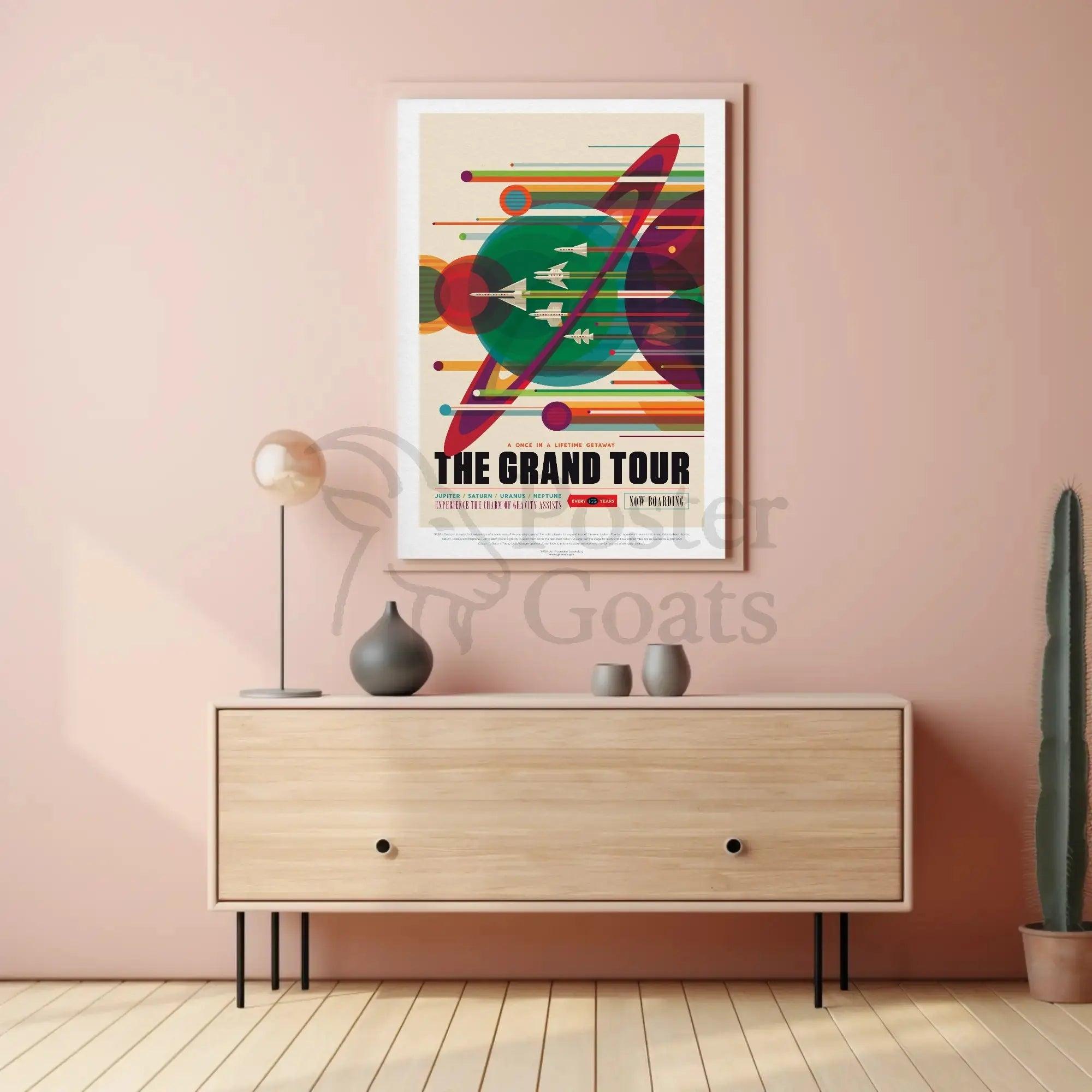 Voyager Grand Tour Retro Futuristic Sci-Fi Poster PosterGoat