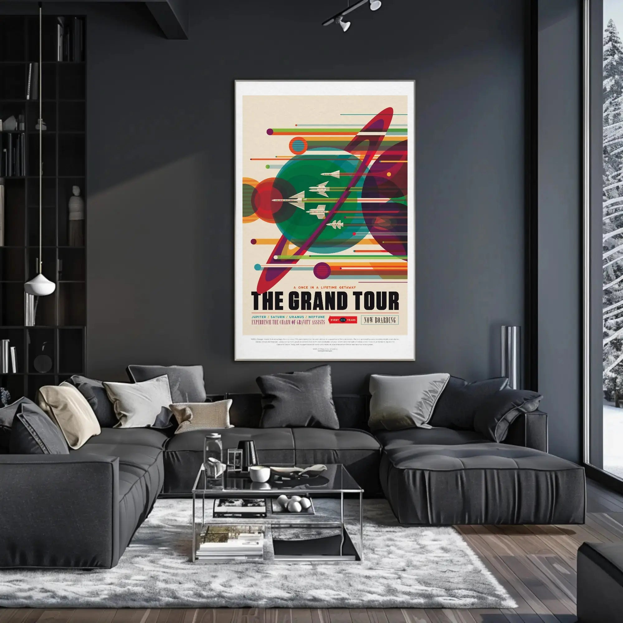 Voyager Grand Tour Retro Futuristic Sci-Fi Poster PosterGoat