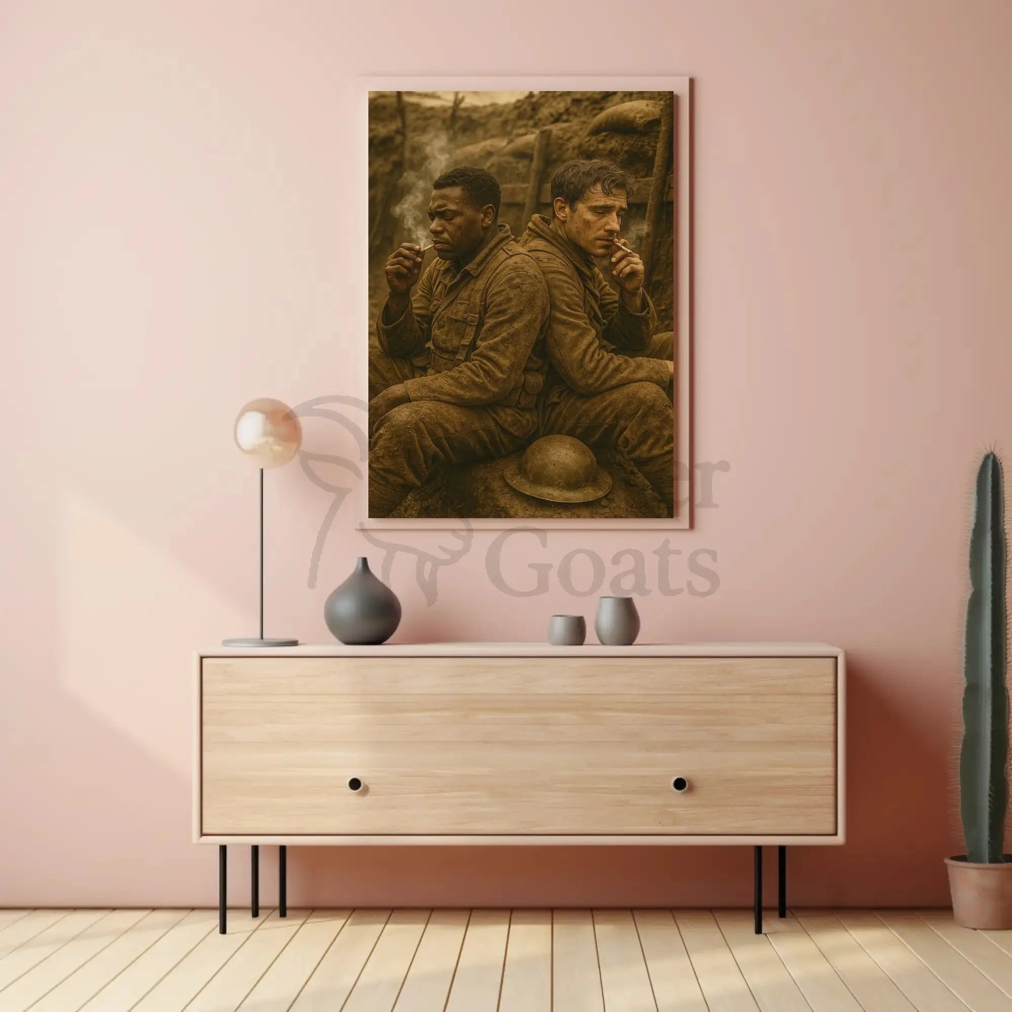 WWI Soldiers Resting Trench Scene Historical Poster PosterGoat