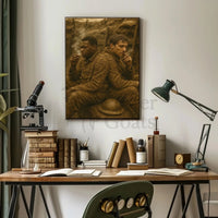 WWI Soldiers Resting Trench Scene Historical Poster PosterGoat