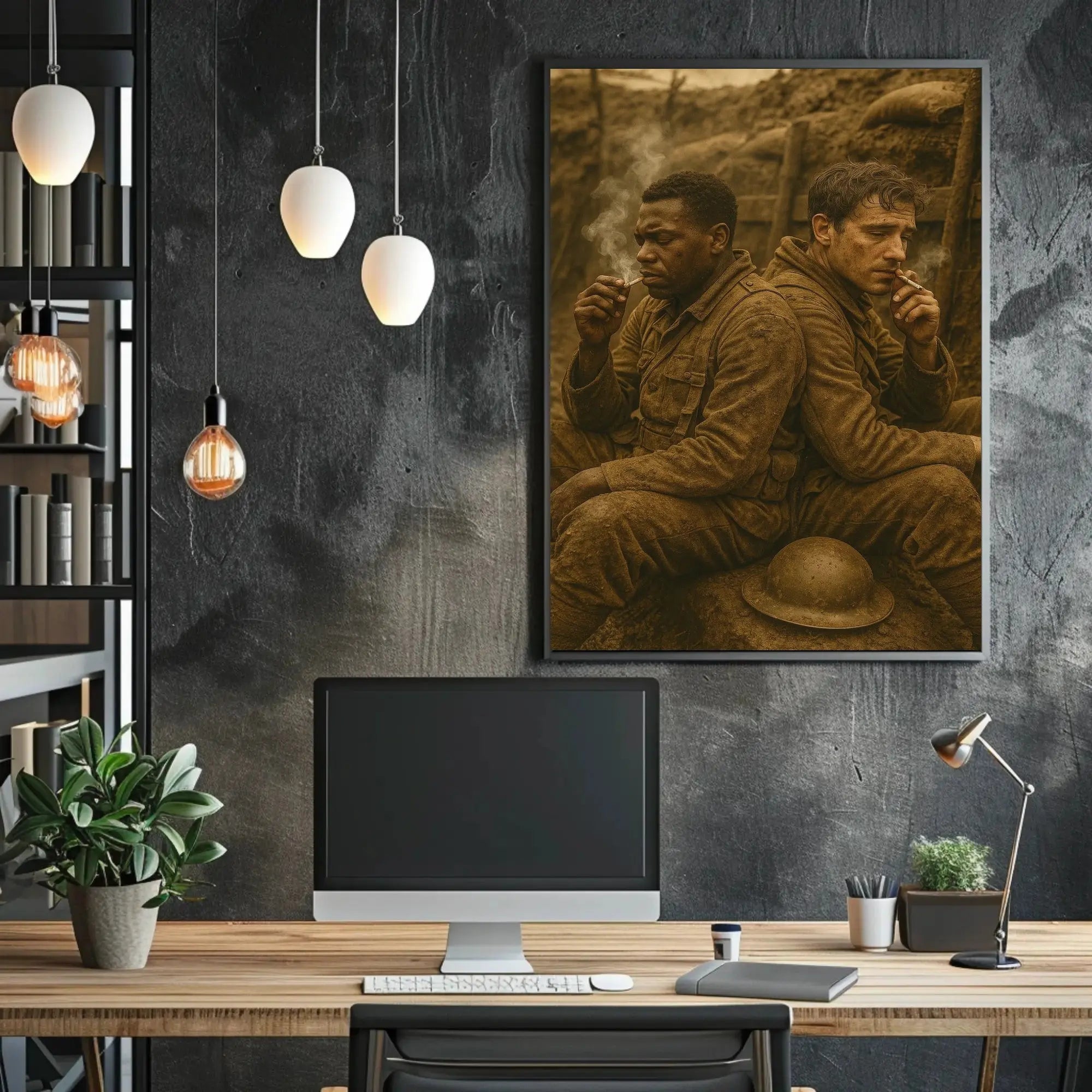 WWI Soldiers Resting Trench Scene Historical Poster PosterGoat