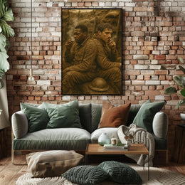 WWI Soldiers Resting Trench Scene Historical Poster PosterGoat