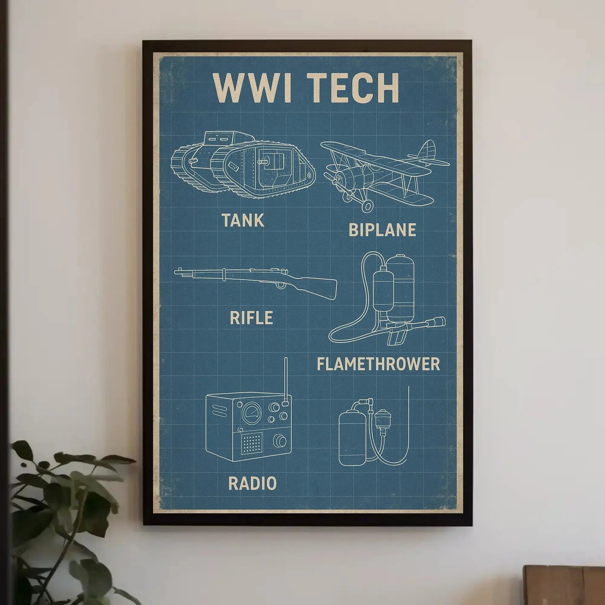 WWI Tech Blueprint Historical or Presidential Poster PosterGoat