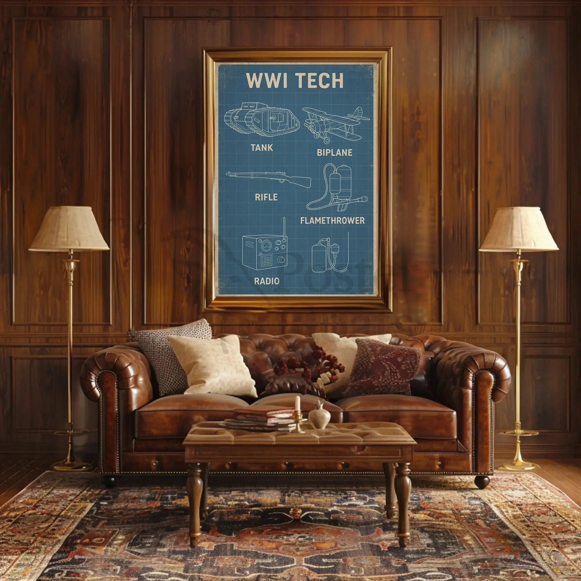 WWI Tech Blueprint Historical or Presidential Poster PosterGoat