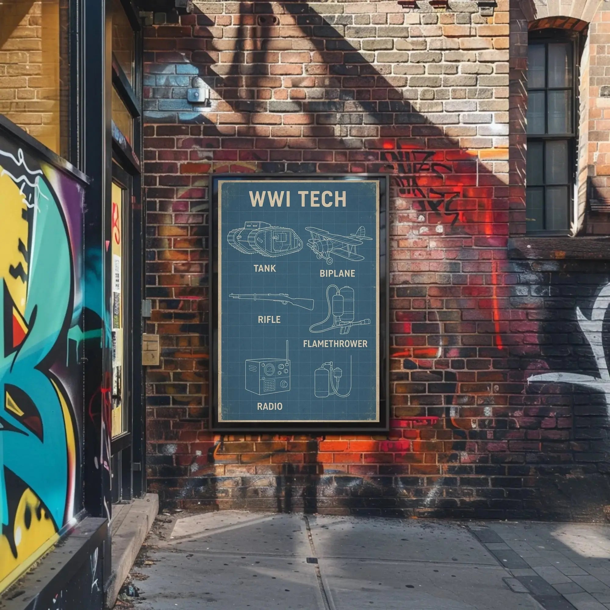 WWI Tech Blueprint Historical or Presidential Poster PosterGoat