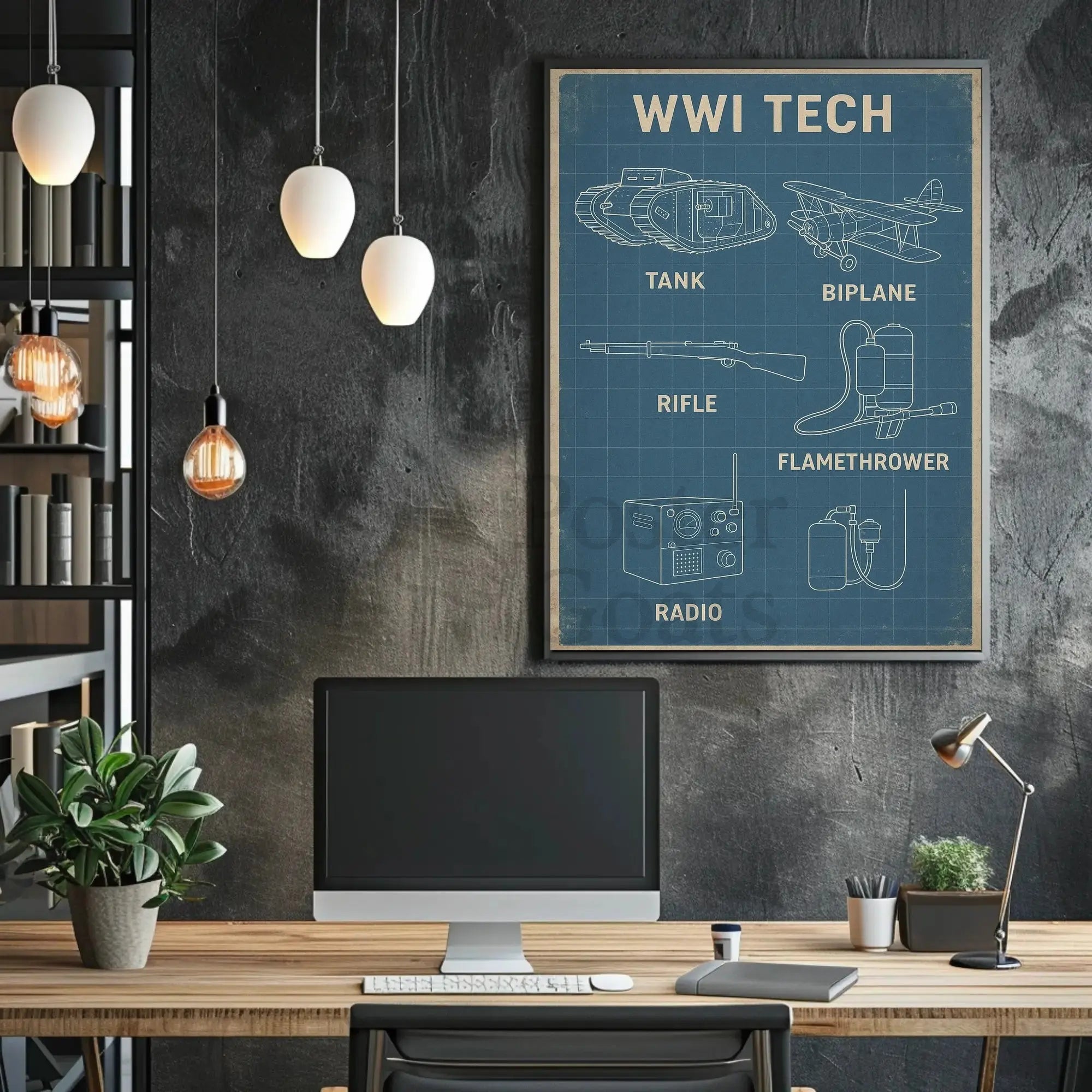 WWI Tech Blueprint Historical or Presidential Poster PosterGoat