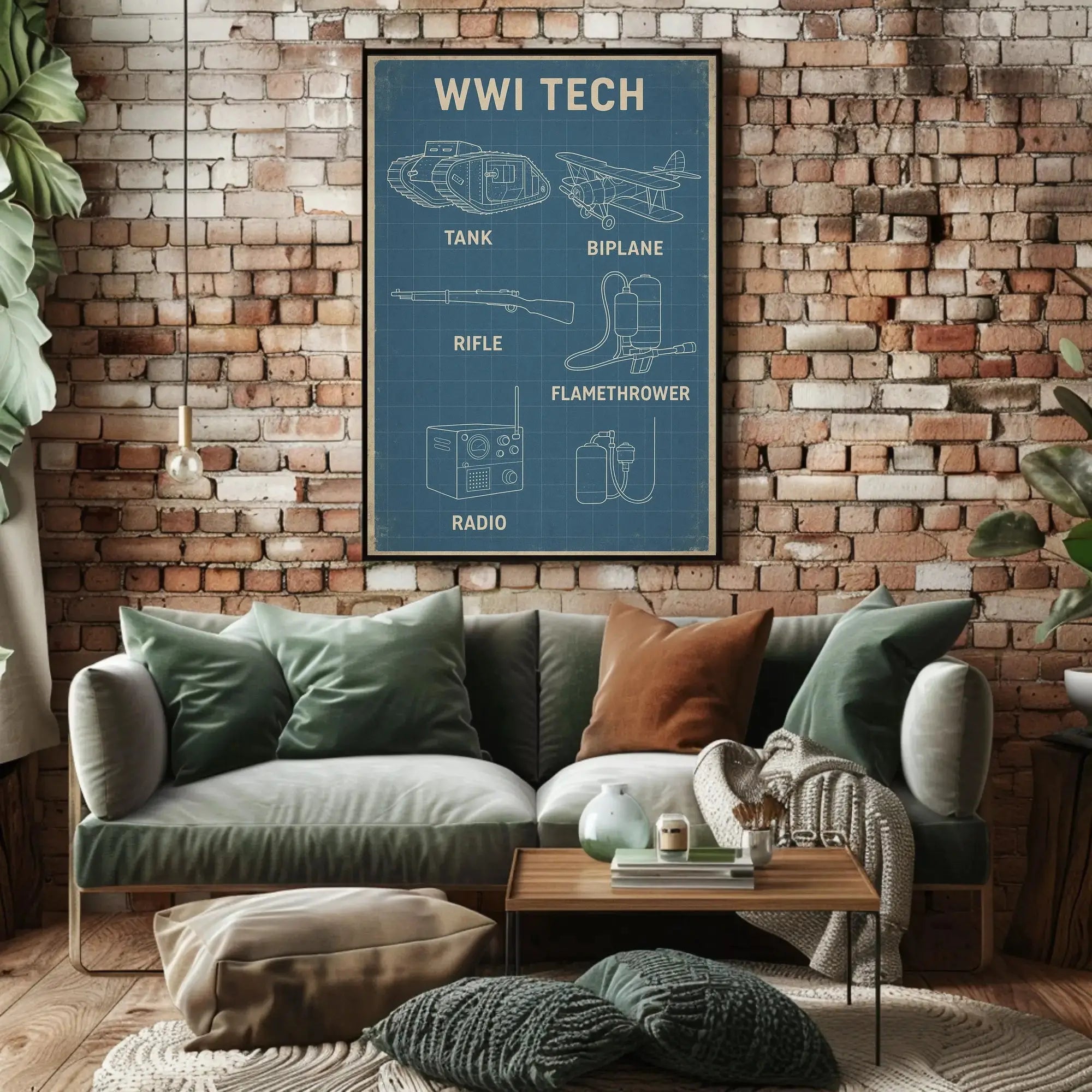 WWI Tech Blueprint Historical or Presidential Poster PosterGoat