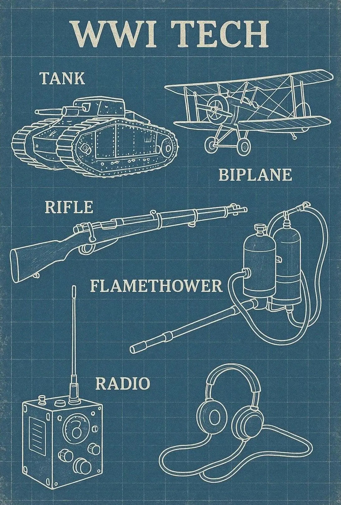 WWI Tech Innovations Historical or Presidential Poster PosterGoat