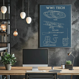 WWI Technology Schematic Art Print Historical Poster PosterGoat