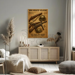 WWII Infantry Weapons Themed Historical Poster PosterGoat