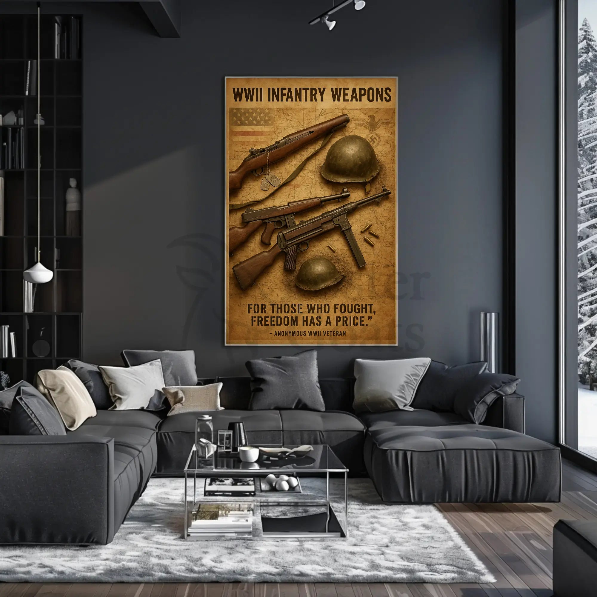 WWII Infantry Weapons Themed Historical Poster PosterGoat