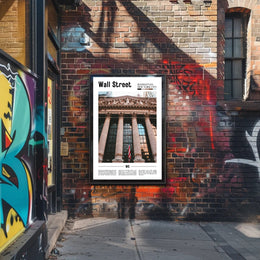 Wall Street Panorama in Manhattan Contemporary Travel Poster PosterGoat