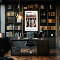 Wall Street Panorama in Manhattan Contemporary Travel Poster PosterGoat