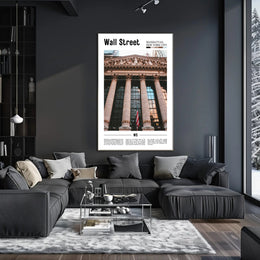Wall Street Panorama in Manhattan Contemporary Travel Poster PosterGoat