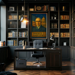 Warren G. Harding Stained Glass Historical or Presidential Poster PosterGoat