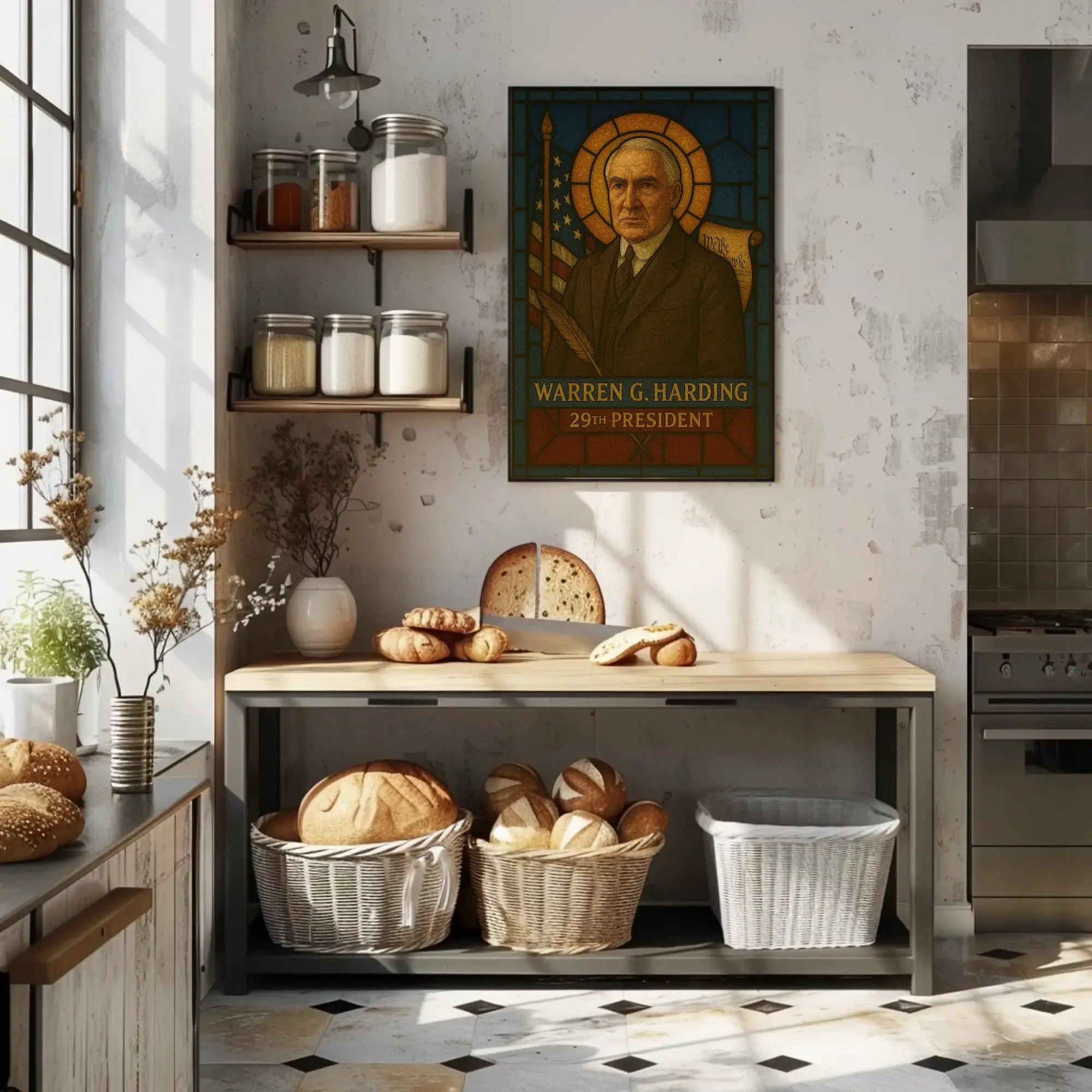 Warren G. Harding Stained Glass Presidential Poster PosterGoat