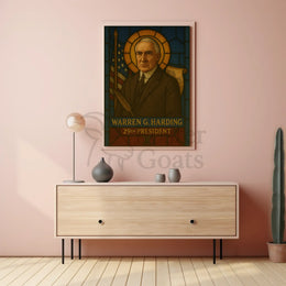 Warren G. Harding Stained Glass Presidential Poster PosterGoat
