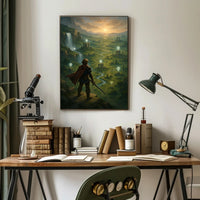 Warrior's Valley: Epic Fantasy Landscape Art Poster PosterGoat