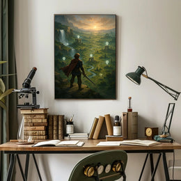 Warrior's Valley: Epic Fantasy Landscape Art Poster PosterGoat