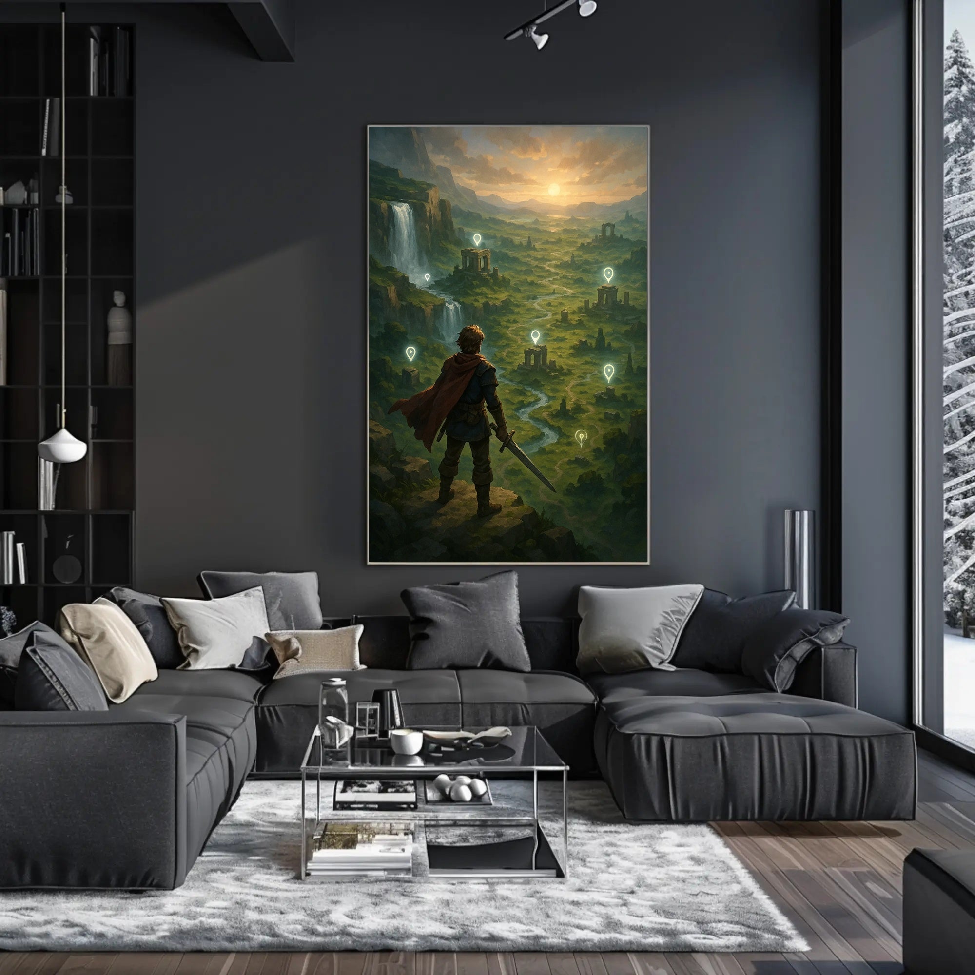Warrior's Valley: Epic Fantasy Landscape Art Poster PosterGoat