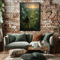 Warrior's Valley: Epic Fantasy Landscape Art Poster PosterGoat
