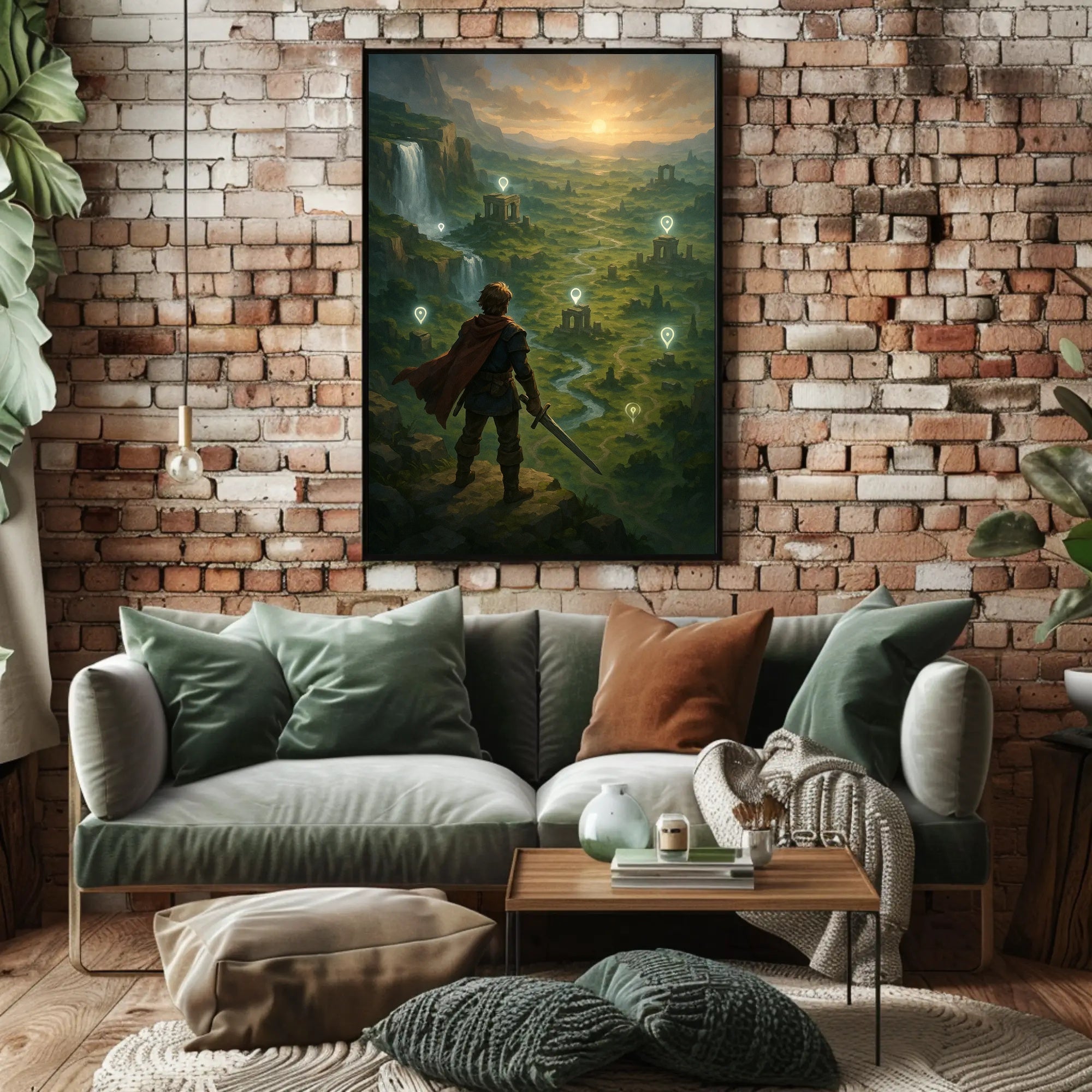 Warrior's Valley: Epic Fantasy Landscape Art Poster PosterGoat