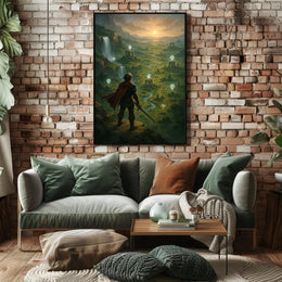 Warrior's Valley: Epic Fantasy Landscape Art Poster PosterGoat