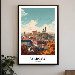Warsaw Cityscape Vibrant Illustration Urban or Cityscape Poster PosterGoat