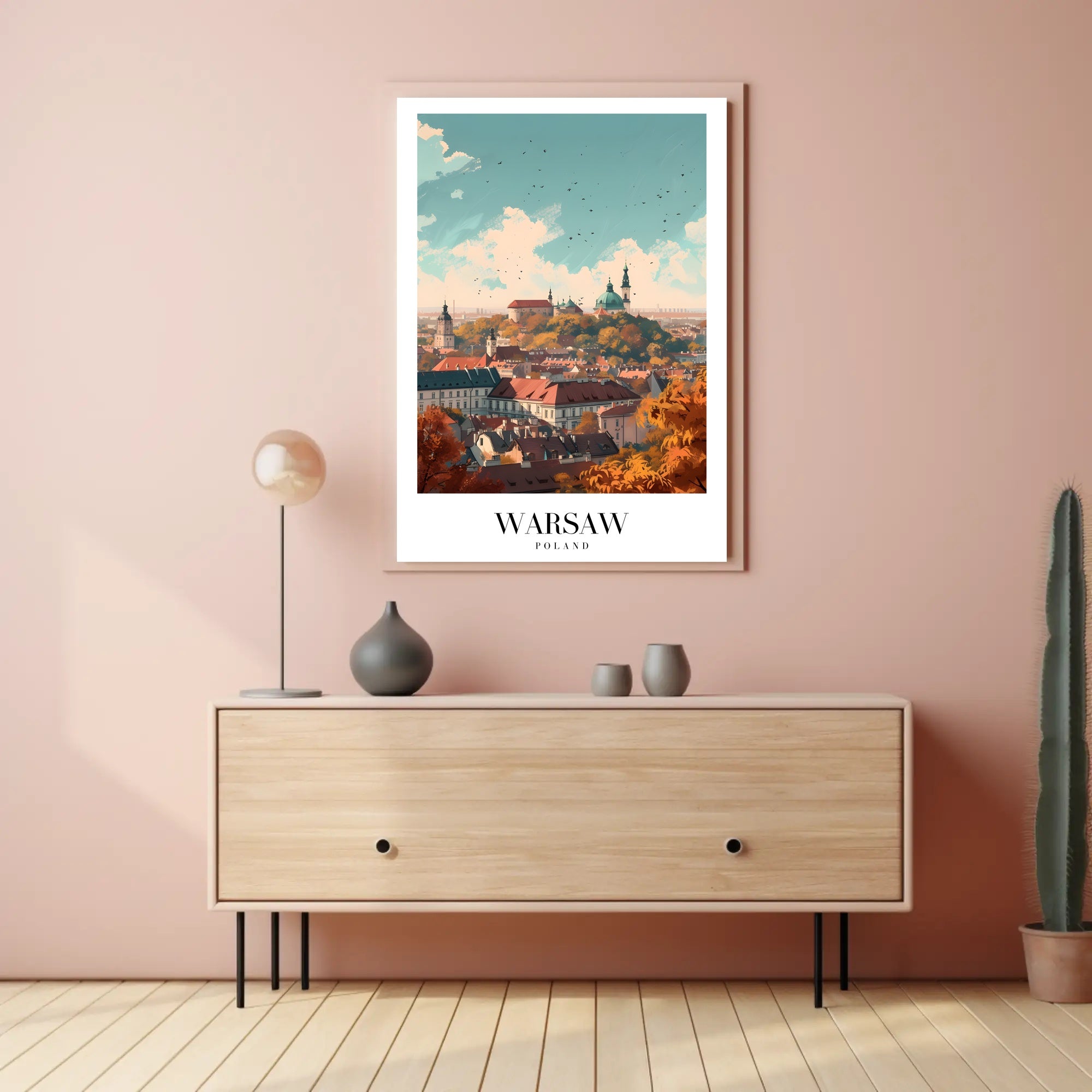 Warsaw Cityscape Vibrant Illustration Urban or Cityscape Poster PosterGoat