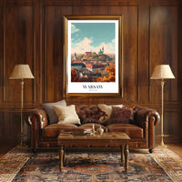 Warsaw Cityscape Vibrant Illustration Urban or Cityscape Poster PosterGoat