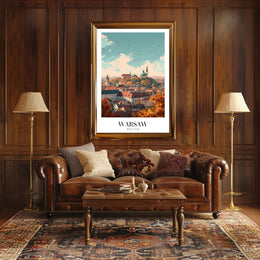Warsaw Cityscape Vibrant Illustration Urban or Cityscape Poster PosterGoat