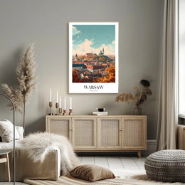 Warsaw Cityscape Vibrant Illustration Urban or Cityscape Poster PosterGoat
